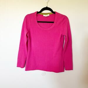 C. Cashmere pink round neck sweater rolled hems size small